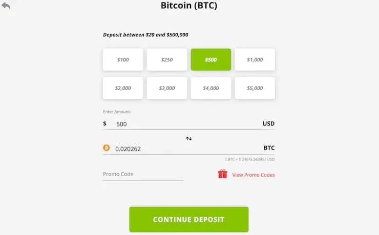 BetOnline Bitcoin Deposit