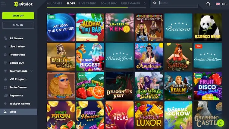 Bitslot Casino Slot Selection