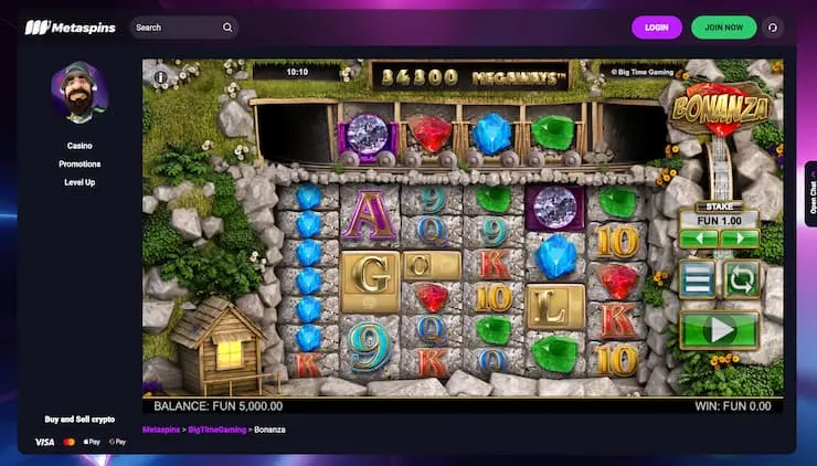 Bonanza slots Metaspins Casino