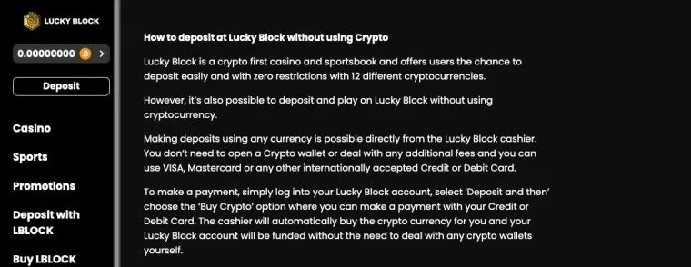 Deposit at Lucky Block