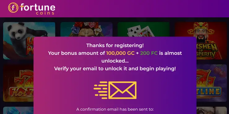 Fortune Coins Verify Email