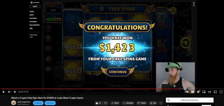 Lucky Block casino win