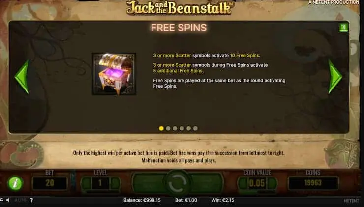 Jack and the Beanstalk free spins