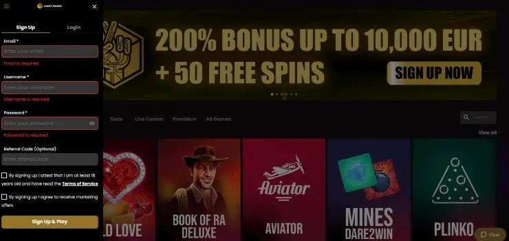 Lucky Block Sign Up