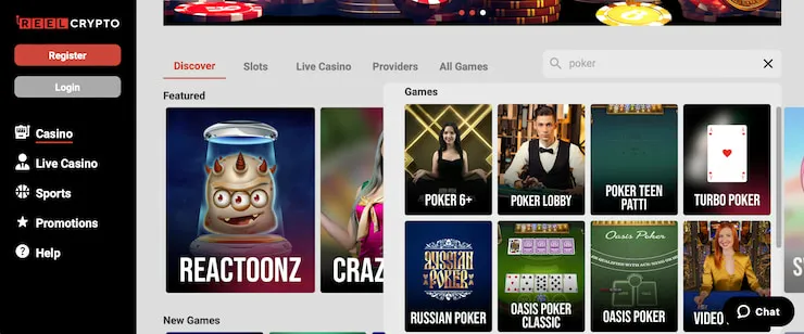 Online poker at ReelCrypto.com