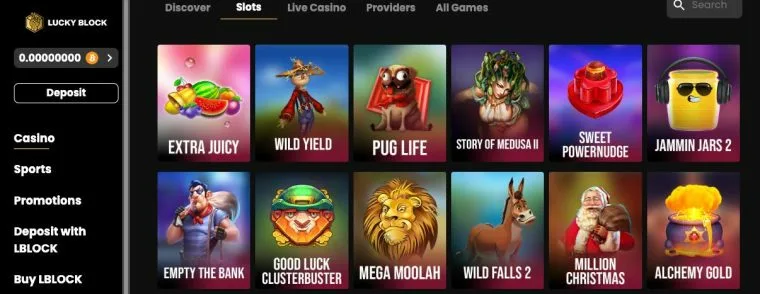 Online slots at Lucky Block