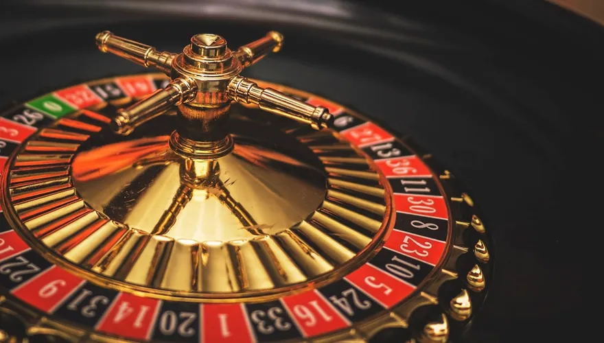 Close-up of a live roulette wheel