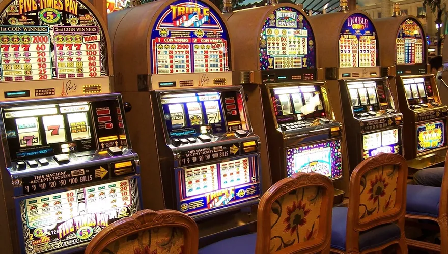 Row of slot machines in a Las Vegas casino