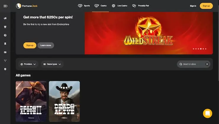 FortuneJack Casino Dead or Alive 2 Slot