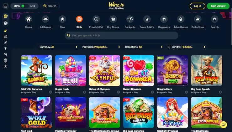 Winz.io Casino Sugar Rush Slot