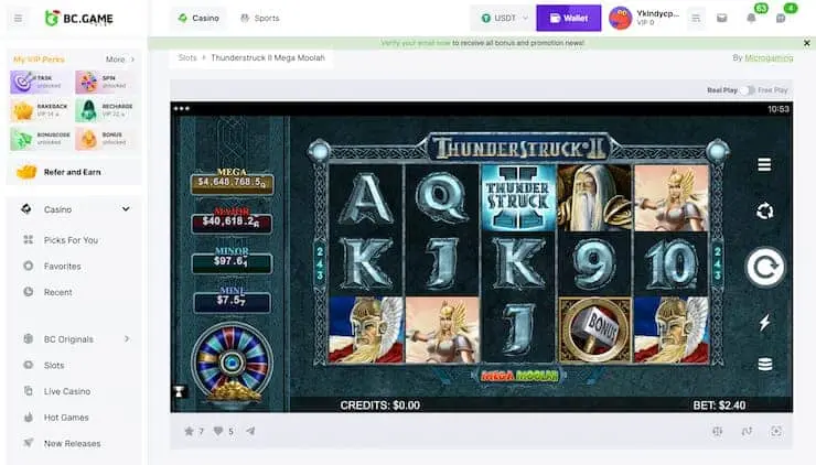 Thunderstruck II Mega Moolah Slot