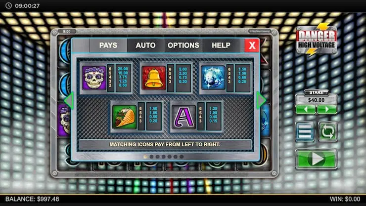Danger High Voltage Slot Symbol Payouts
