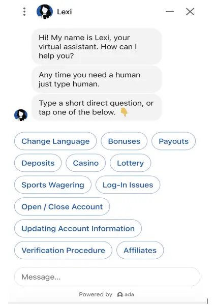 Betanysports Customer Support Page