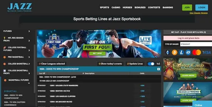 jazz sportsbook homepage