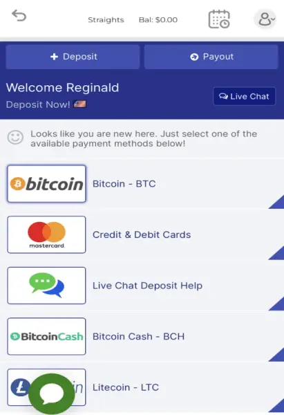 Betanysports Deposit Page