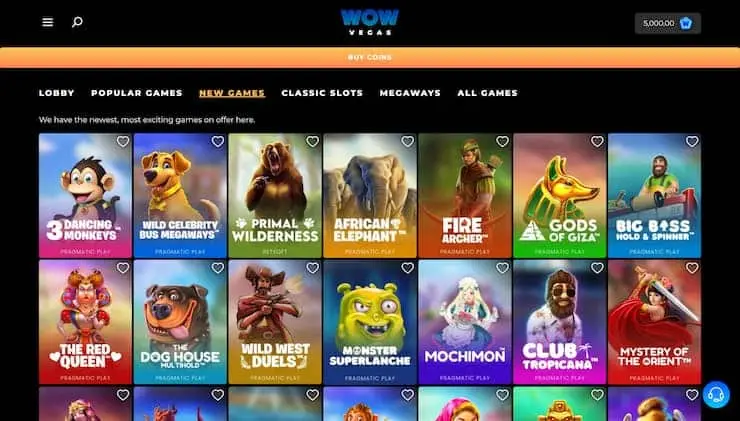 WOW Vegas New Games