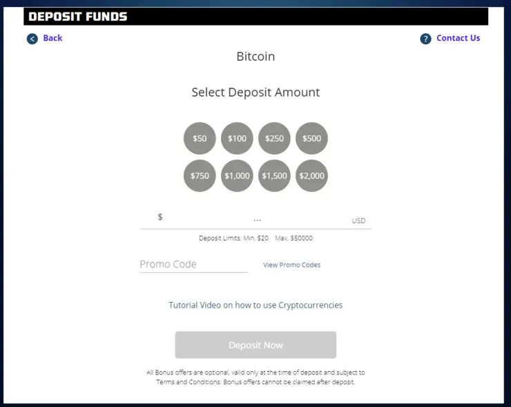 Bitcoin deposit
