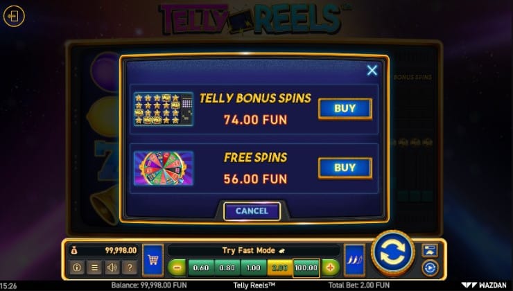 The opportunity to buy one of the two bonus features in Telly Reels