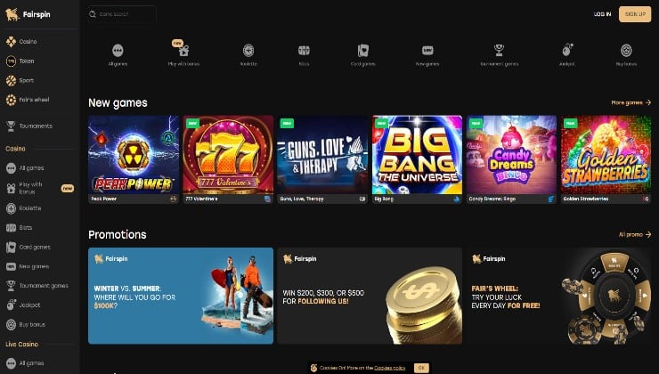 Some of the games at Fairspin.io
