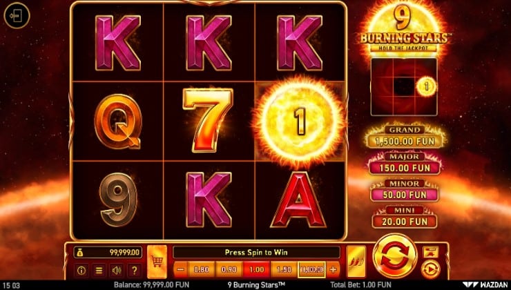 The ‘Hold the Jackpot’ feature in the 9 Burning Stars game