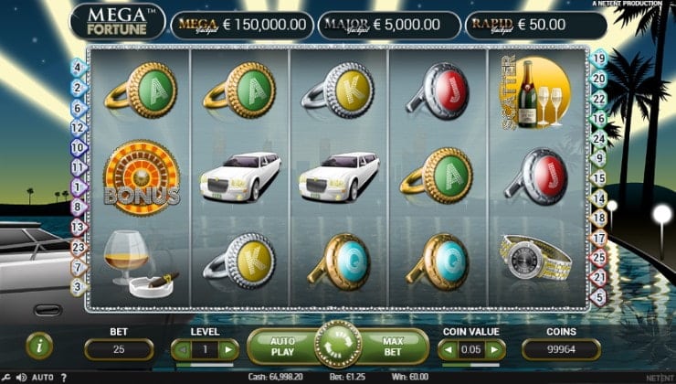 Progressive jackpot totals in Mega Fortune