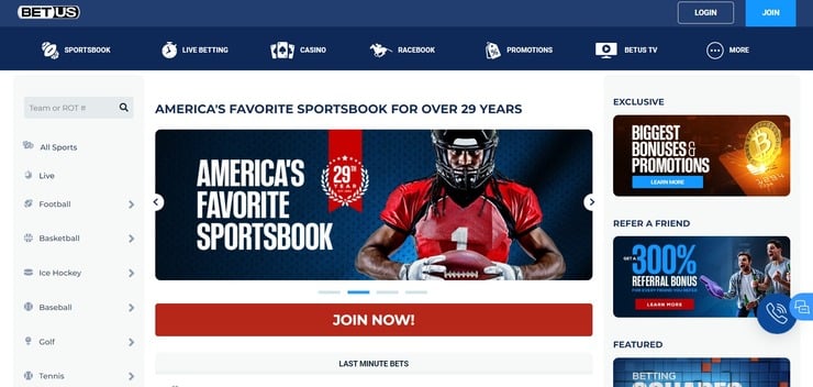 BetUS homepage
