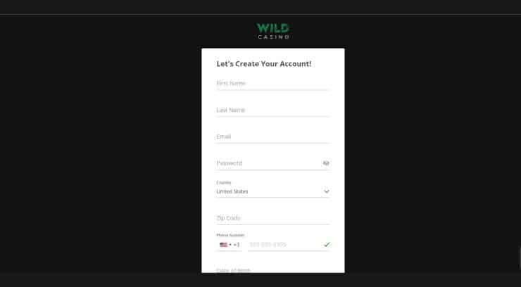 Wild Casino sign up