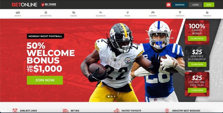 BetOnline sportsbook home page