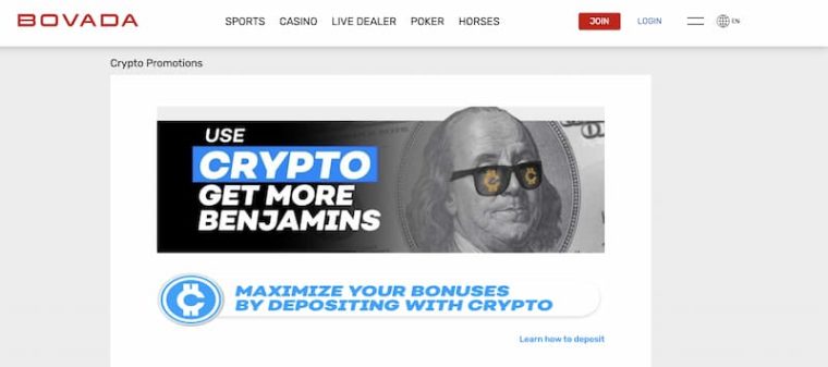 Bovada home page