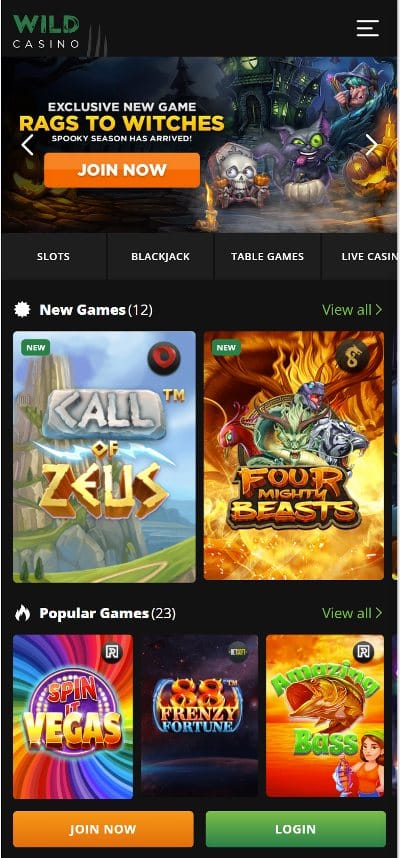 Wild Casino Mobile app
