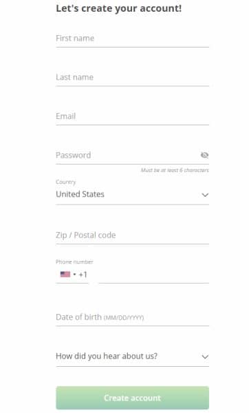 Wild Casino Information Requested at Sign up