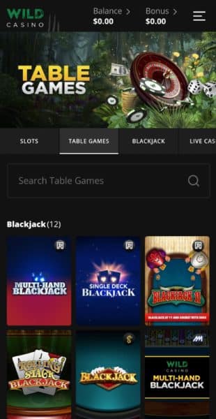 wild casino mobile games