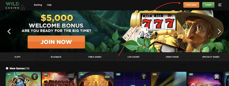 Wild Casino Sign up