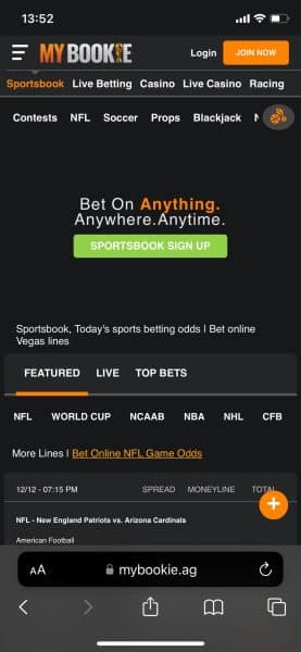 MyBookie mobile sportsbook