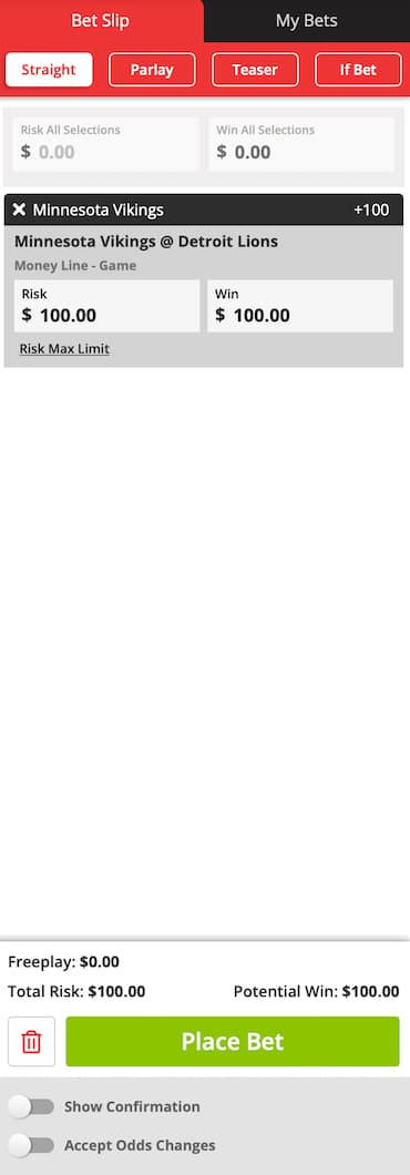 BetOnline Betslip