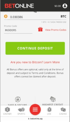 BetOnline welcome bonus cricket app