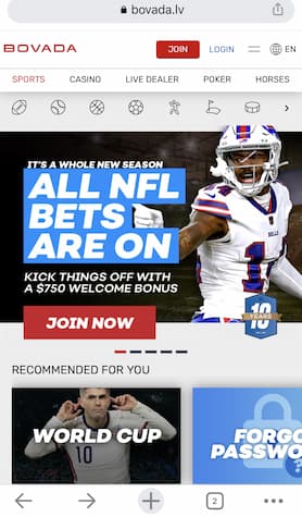 Bovada mobile site