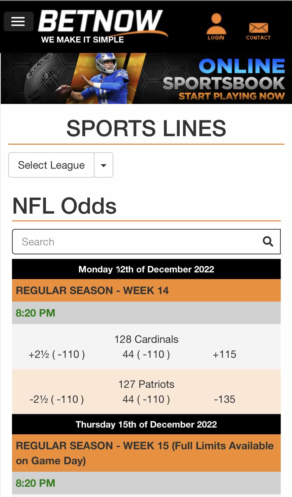 BetNow Mobile - NFL
