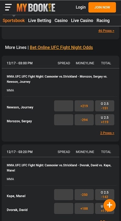 MyBookie UFC