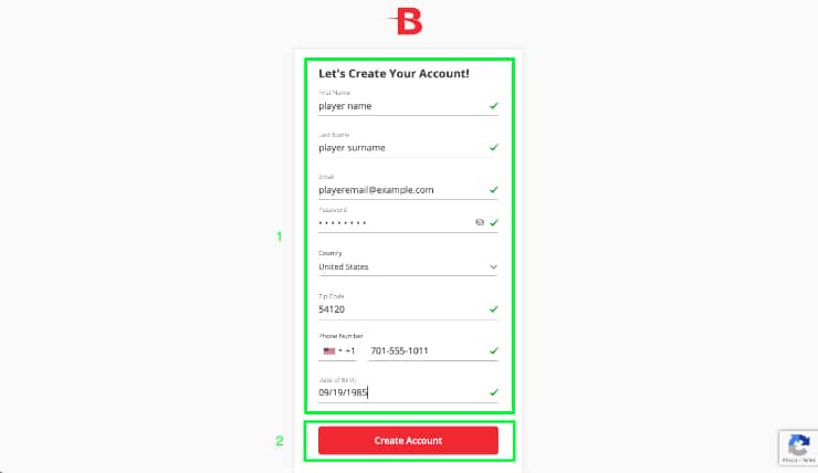 Register at BetOnline Step 2