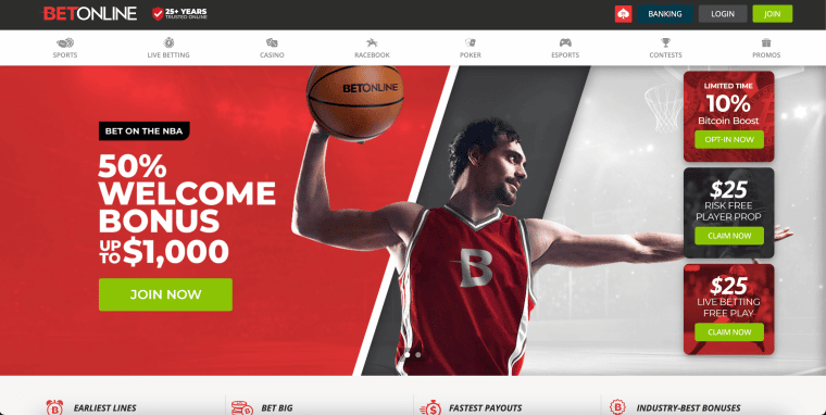 BetOnline Sportsbook Home Page