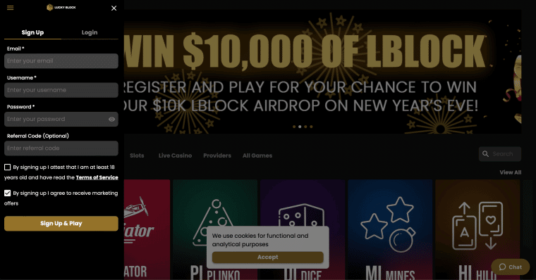 LuckyBlock Registration Page