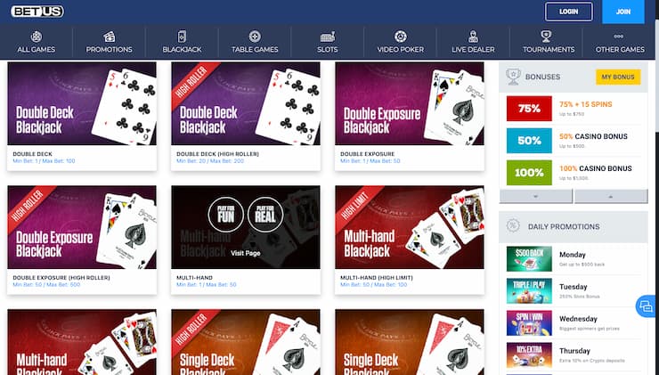 BetUS Casino Live Dealer Blackjack