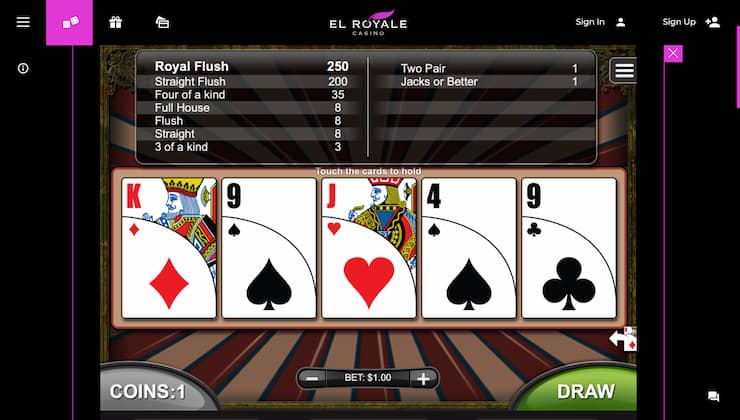 El Royale All American Video Poker