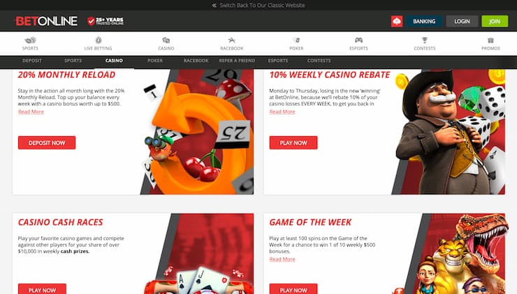 BetOnline Casino Bonuses