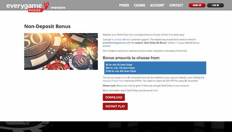 Everygame Poker No Deposit Bonuses