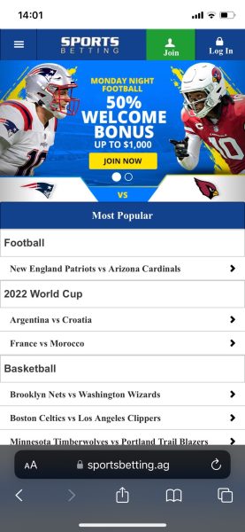 SportsBetting.ag mobile lobby