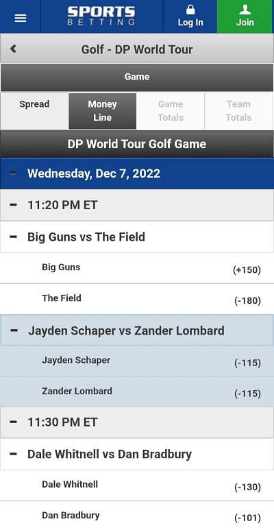 Sportsbetting Golf