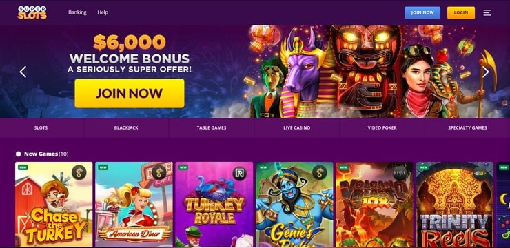 Superslots homepage