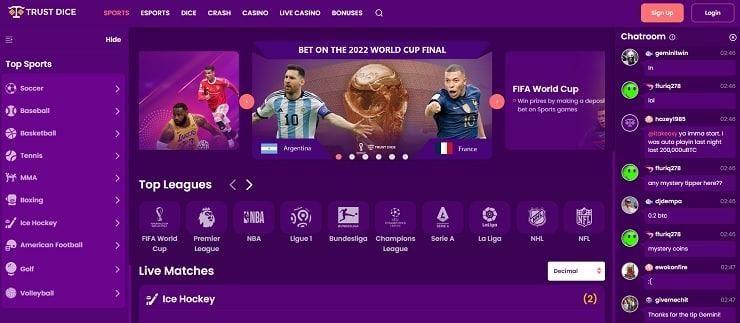 TrustDice Romania Sports Betting Site